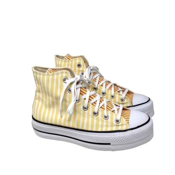 Converse Chuck Taylor Lift Platform High Yellow White Women Canvas Shoes A03298C - Picture 4 of 7